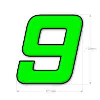 Numéro adhésif vert fluo de 12 cm