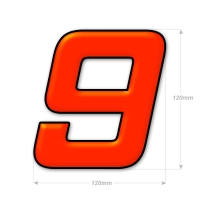 Numéro adhésif orange fluo de 12 cm