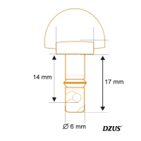 Vis dzus 1/4 de tour diam.6 long. utile 14 mm (longueur totale 17 mm)