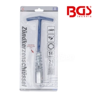 Clé pour bougies d’allumage avec poignée t, ressort articulé | 16 mm / 21 mm