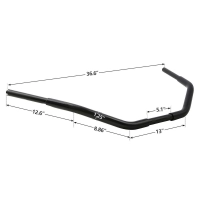 Guidon tracker noir 1 1/4" harley davidson softail deuce fxstd fxstc dyna super glide bob street