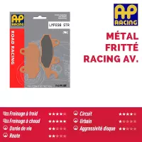 Jeu de plaquettes ap racing (nouvelle génération) route racing métal fritté arrière lmp238str