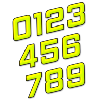 Numéro adhésif jaune fluo de 12 cm