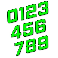 Numéro adhésif vert fluo de 12 cm