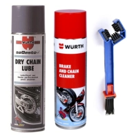 Pack nettoyant freins et chaînes würth, lubrifiant chaînes würth et brosse de nettoyage pour chaînes