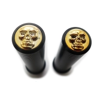 Paire de poignées en aluminium avec tête de mort or