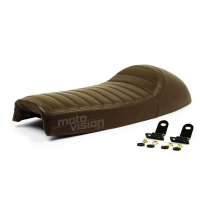 Selle brune café racer cuir universelle 64cm