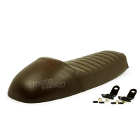 Selle brune café racer cuir universelle 64cm