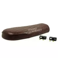 Selle brune café racer cuir universelle 52cm