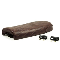 Selle brune café racer cuir universelle 52cm