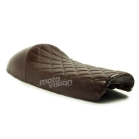 Selle brune café racer cuir universelle 65cm