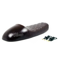 Selle brune café racer cuir universelle 65cm