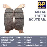 Jeu de plaquettes de frein arrières ap racing route métal fritté lmp172sr pour un étrier