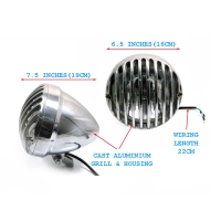 Phare avant type "prison bar" 12v/35w aluminium poli ou noir mat
