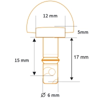 Vis 1/4 de tour diamètre 6 longueur utile 15 mm (longueur totale 17 mm)