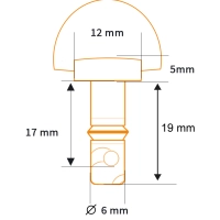 Vis 1/4 de tour diamètre 6 longueur utile 17 mm (longueur totale 19 mm)