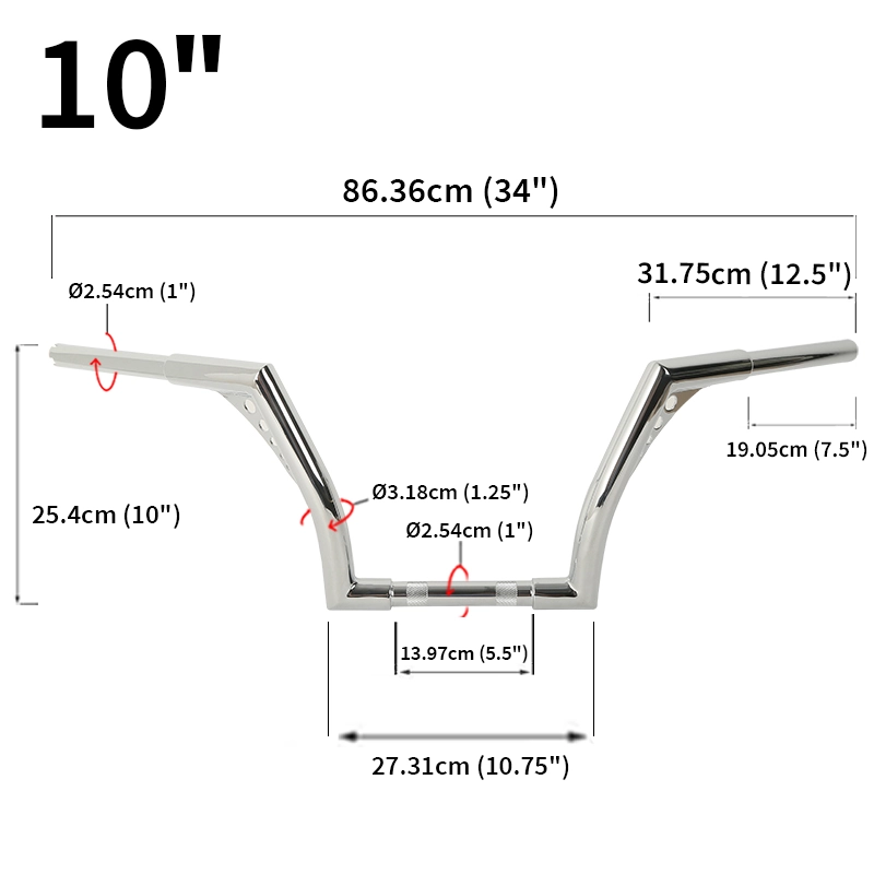 12" Ape Hanger Handlebar 1-1/4" Chrome – Fits Harley Dyna, Sportster, Road King & More