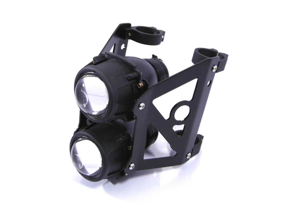 Phare avant double foyer support noir - diamètre  32 à 53 mm - homologué