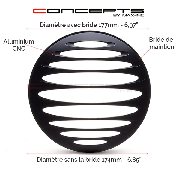 Grille de phare  7" aluminium cnc prison grill design