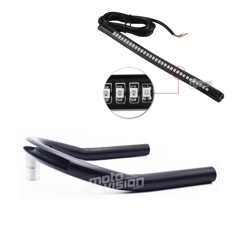 Boucle acier à souder avec insert led pour cadre de selle cafe racer 20,5cm l.27