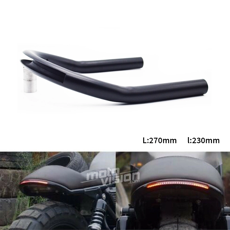 Boucle acier à souder avec insert led pour cadre de selle cafe racer 20,5cm l.27