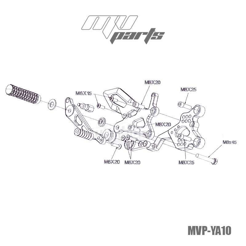 Commandes reculées mv parts yamaha r6 2006-2017