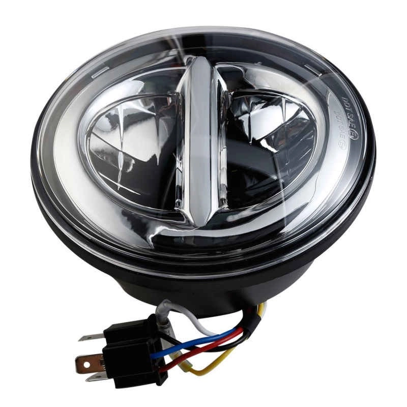 Phare LED Moto 5.75" Halo Angel Eyes Argent - Projecteur Pour Sportster 883/1200, Street 500/750, Dyna, Softail