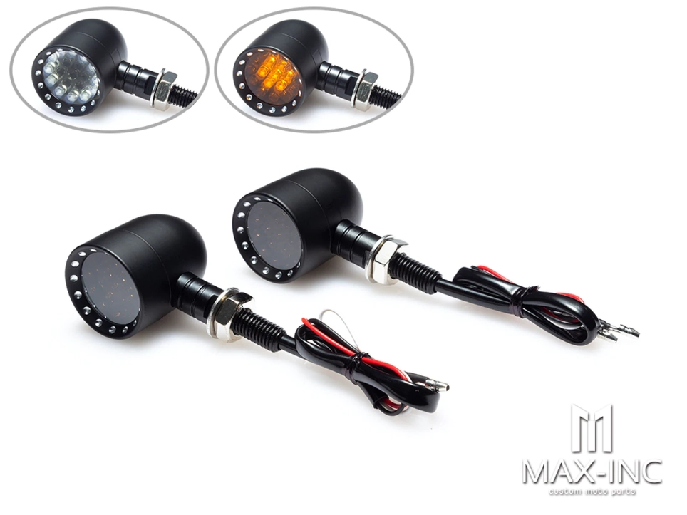 Paire de clignotants arrière bobber noire feu stop + position + clignotants