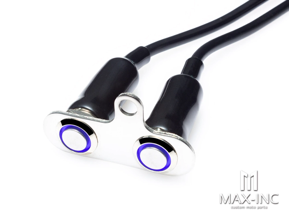 Bloc bouton poussoir on/off moto, universel, à visser, hallo led bleu