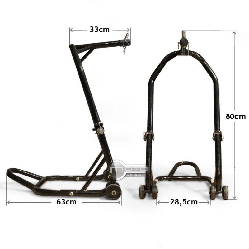 Béquille arrière universelle à patins  + béquille avant sous t