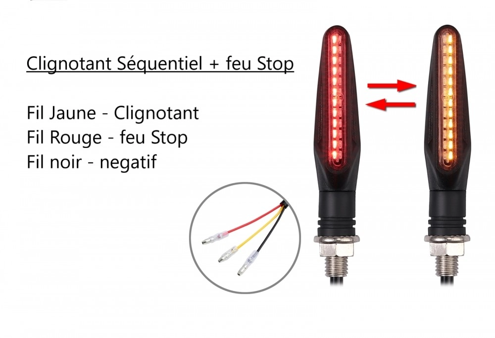 Paire de clignotants séquentiels universels + veilleuse à led + stop