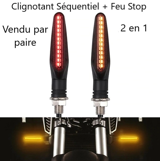 Paire de clignotants séquentiels universels + veilleuse à led + stop