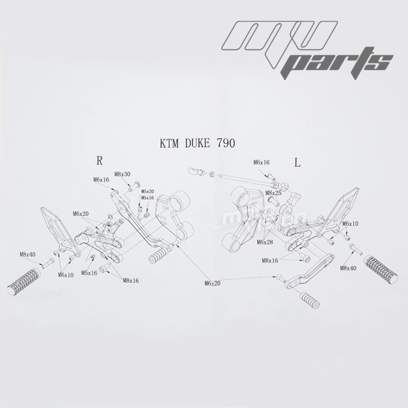 Commandes reculées mv parts ktm 790 duke 2018-