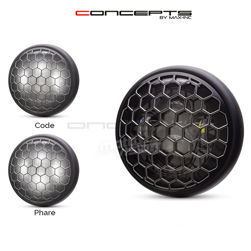 Phare avant led 7,7" phare et code honeycomb grill
