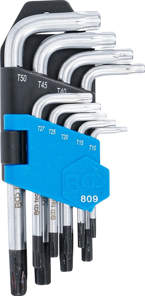 Jeu de clés allen bgs| courtes | profil t (pour torx) avec perçage t10 - t50 | 9 pièces