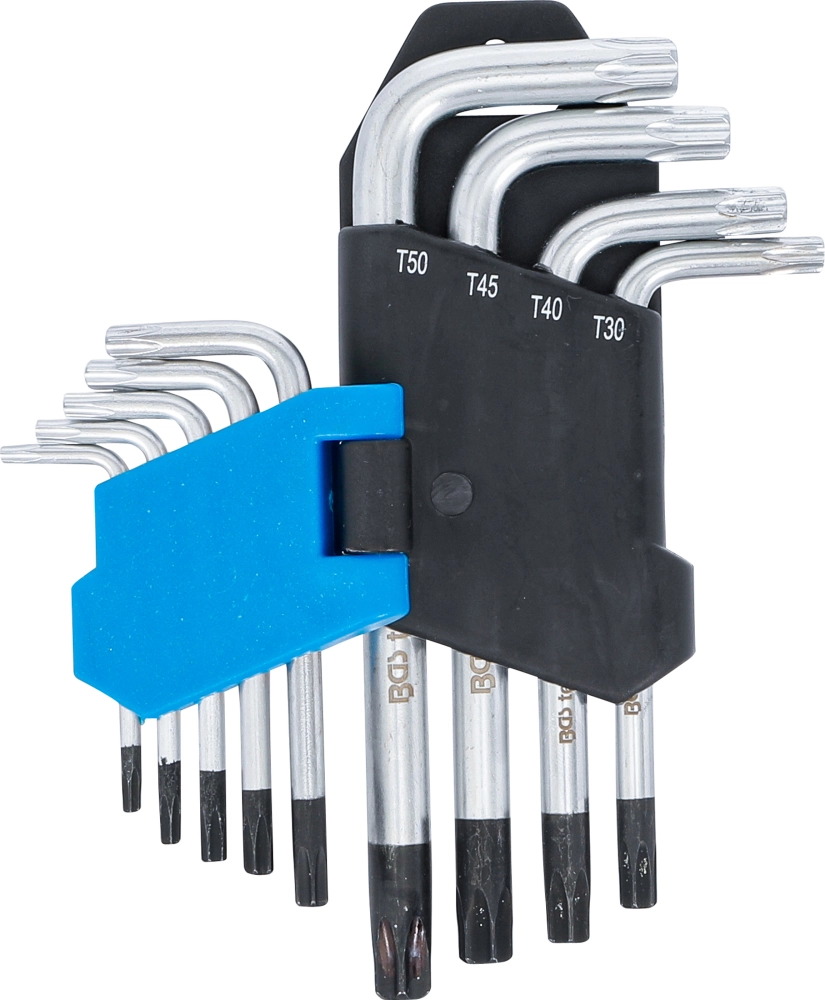 Jeu de clés allen bgs| courtes | profil t (pour torx) avec perçage t10 - t50 | 9 pièces