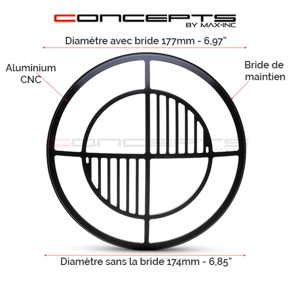 Grille de phare  7" aluminium cnc beemer grill design