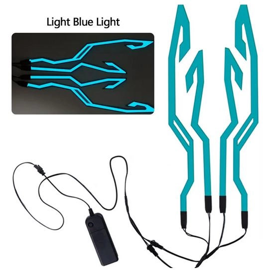 Stickers led lumineux de casque sur batterie  bleu azur