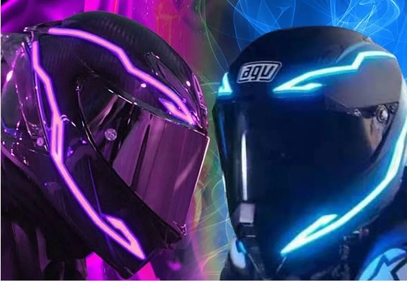 Stickers led lumineux de casque sur batterie