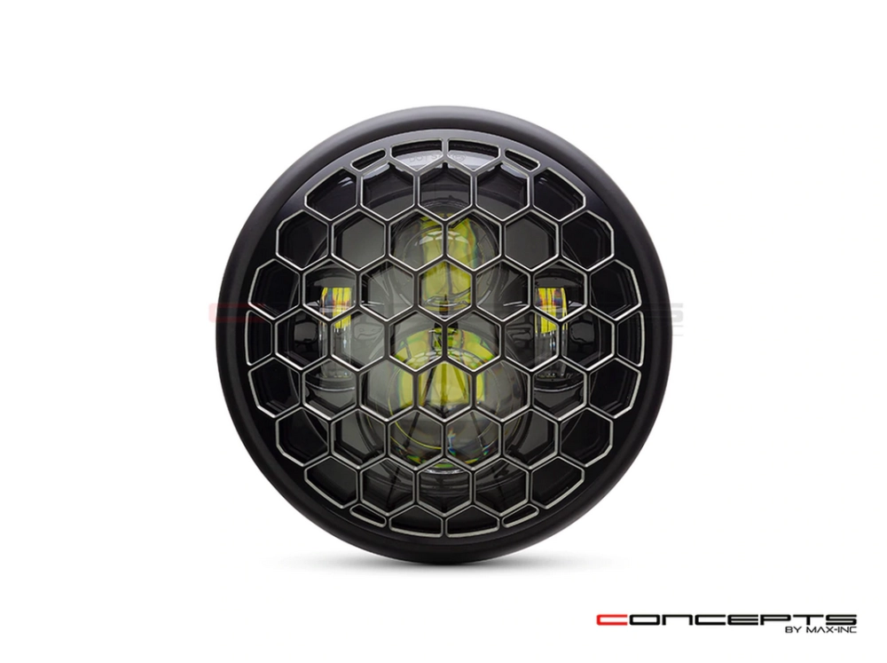 Phare avant led 7,7" phare et code honeycomb grill