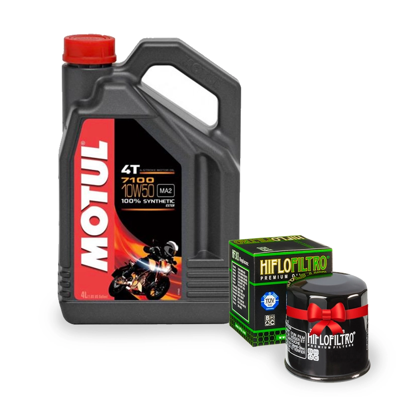 Pack motul 7100 10w50 4l + filtre à huile hf204 offert