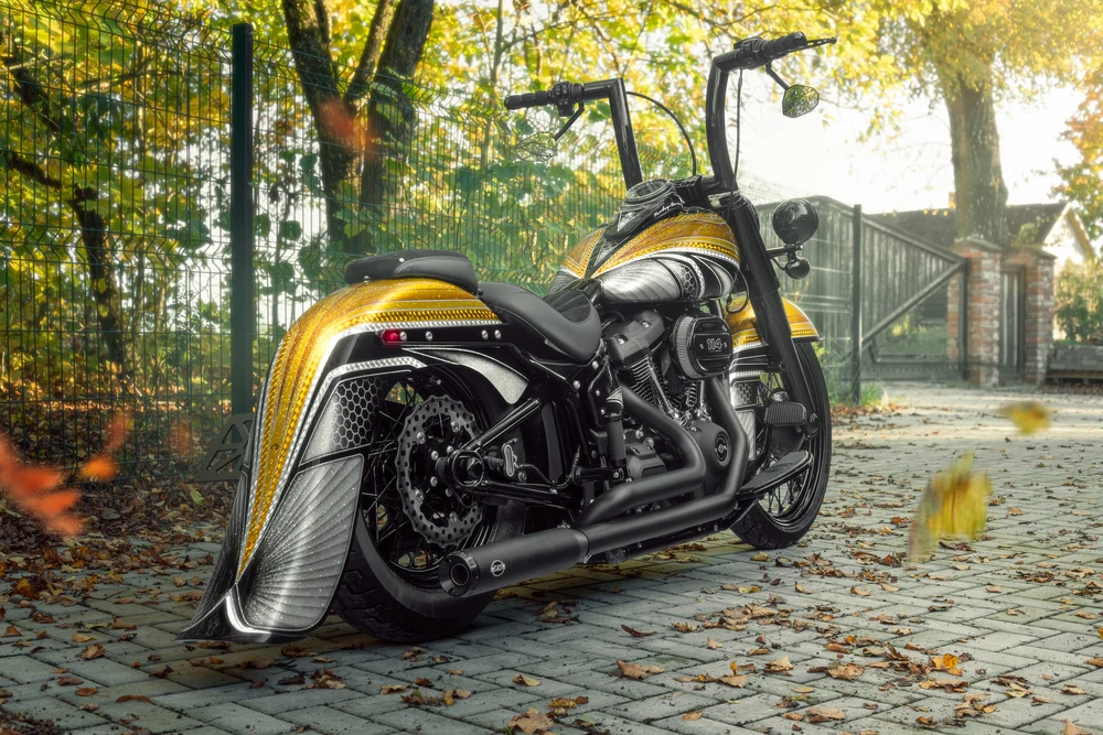 Garde-boue arrière extensible softail m8 7,5" heritage flhc/s - deluxe flde 2018-2025 sans pointe lisse sans évidement