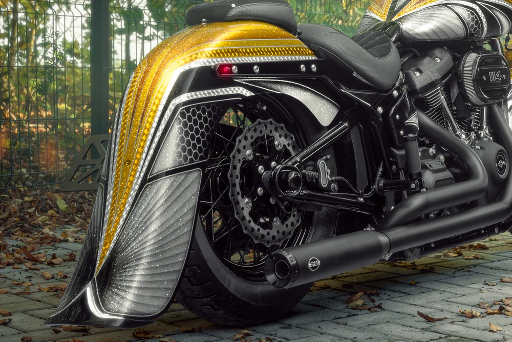 Garde-boue arrière extensible softail m8 7,5" heritage flhc/s - deluxe flde 2018-2025 sans pointe lisse sans évidement