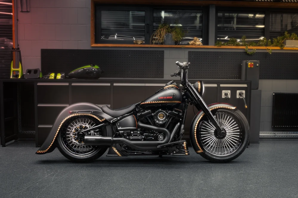 Garde-boue arrière étiré m8 softail 2018-2025 pour pneus 180-200 heritage flhc/flhcs / deluxe flde