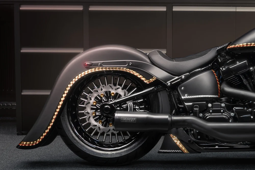 Garde-boue arrière étiré m8 softail 2018-2025 pour pneus 180-200 heritage flhc/flhcs / deluxe flde