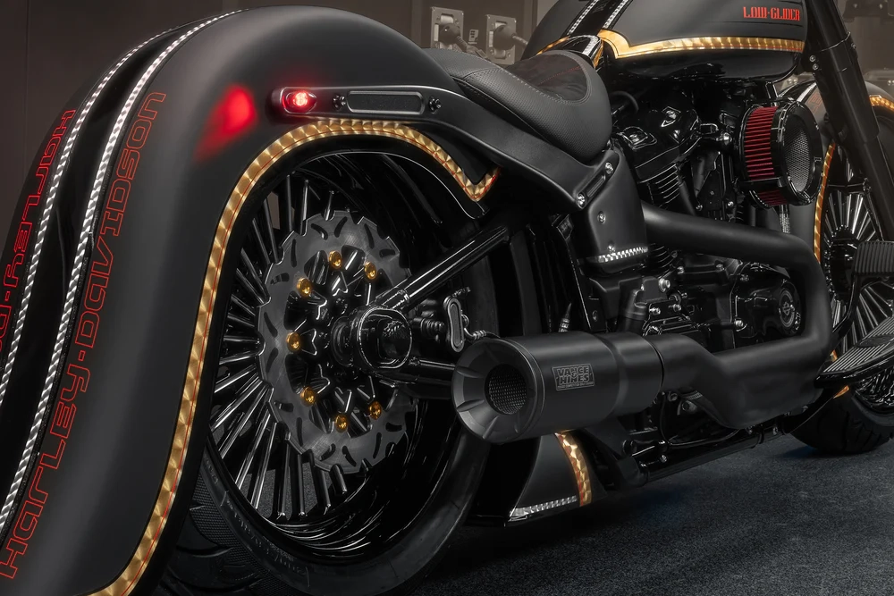 Garde-boue arrière étiré m8 softail 2018-2025 pour pneus 180-200 heritage flhc/flhcs / deluxe flde
