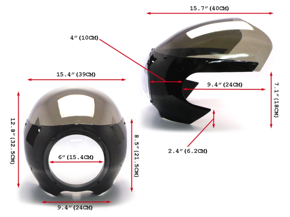Carénage de phare avant noir avec bulle fumée pour harley touring softail sportster