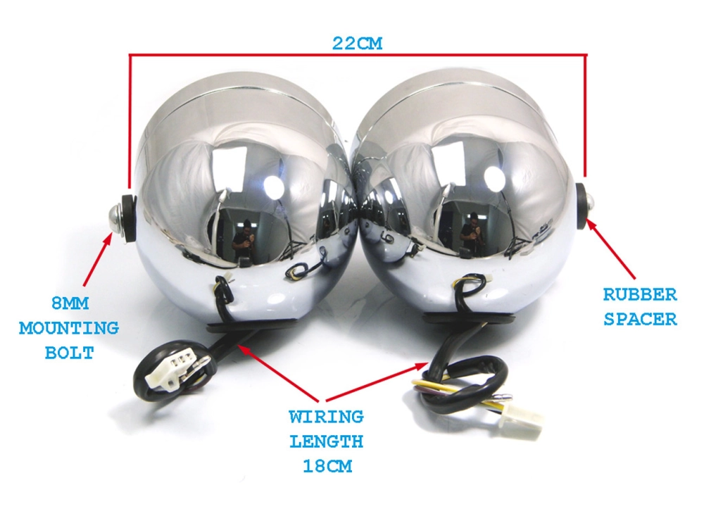 Double phare métal 2 x 35w noir ou chrome