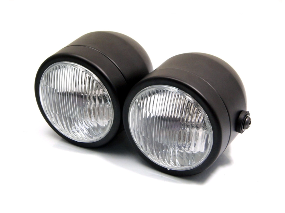 Double phare métal 2 x 35w noir ou chrome