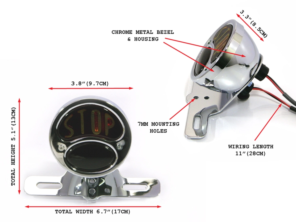 Porte-bagages Arrière Vintage Pour Moto Ou Vélo, Avec Feu Rouge Chrome - Noir
